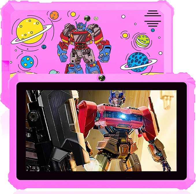 Kids Tablet 7 inch Toddler Tablet for Kids 3-7 32GB Android Tablets for Toddlers with Case WiFi Parental Control Dual Camera GMS Certified Toddler Learning Tablets Chritmas Gifts for Children (Pink)