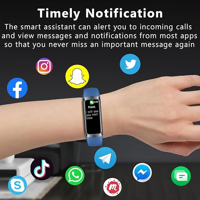 Fitness Tracker Activity Tracker Smart Watch 1.10''AMOLED Touch Color Screen,Smart Watch with 24/7 Blood Oxygen Heart Rate,Sleep Monitor,IP68 Waterproof,Step Counter Health for Women Men (Blue)