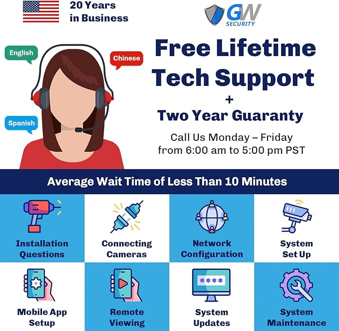 GW Security 8 Channel 12MP NVR 4K Security Camera System with 4 x 8MP PoE Spotlight Color Night Vision Outdoor/Indoor Microphone Turret Cameras, Smart AI Human/Vehicle Detection