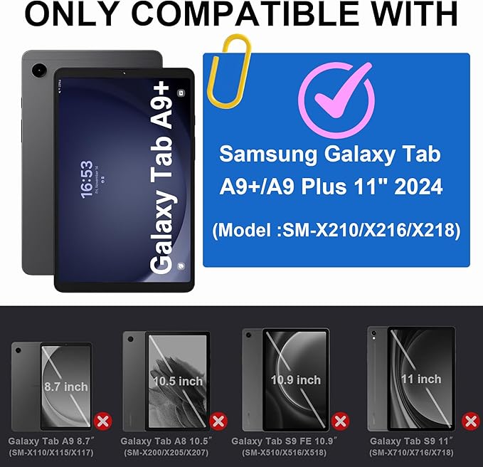 Rantice Case for Samsung Galaxy Tab A9+ 11”, Heavy Duty Shockproof Rugged Protective Case with Kickstand for Samsung Galaxy Tab A9+ / A9 Plus 11” 2023 (SM-X210/X216/X218), Blue+Black