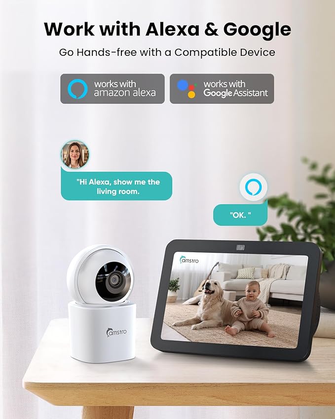 3K Indoor Security Camera,360°PTZ Home Baby/Pet Monitor,Auto Tracking,5MP Night Vision,2.4/5GHz WiFi,Motion & Sound Detection,2-Way Audio,SD Card/Cloud Storage,Works with Alexa,No Monthly Fee