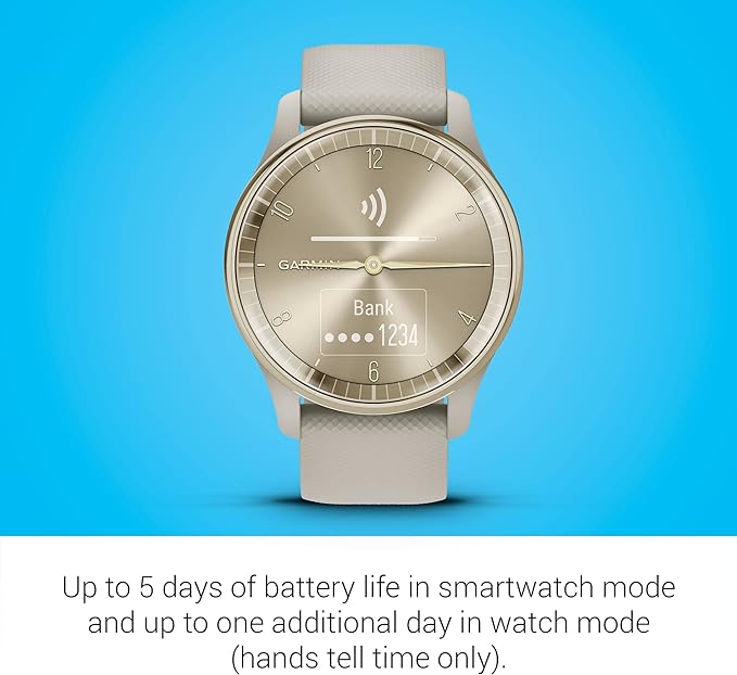 Garmin Vivomove Trend - Cream Gold Stainless Steel Bezel with French Gray Case & Silicone Band (Renewed), Adjustable