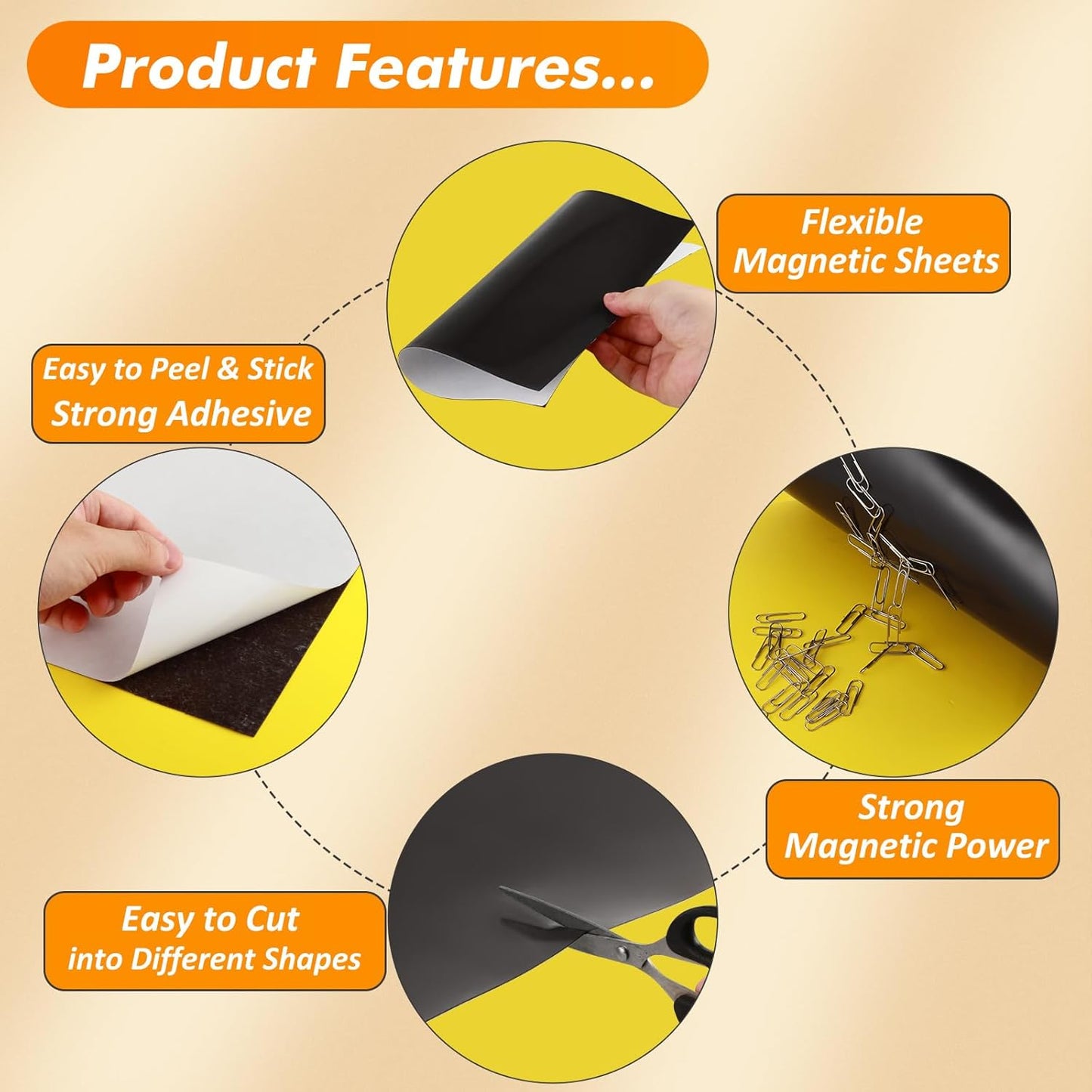 Adhesive Magnetic Sheets 4 x 6 Inch, 80 Packs Magnetic Sheets with Adhesive Backing - 0.5mm Thickness Flexible Magnet Sheets for Dies Storage, Craft Projects, Photos, School, Office