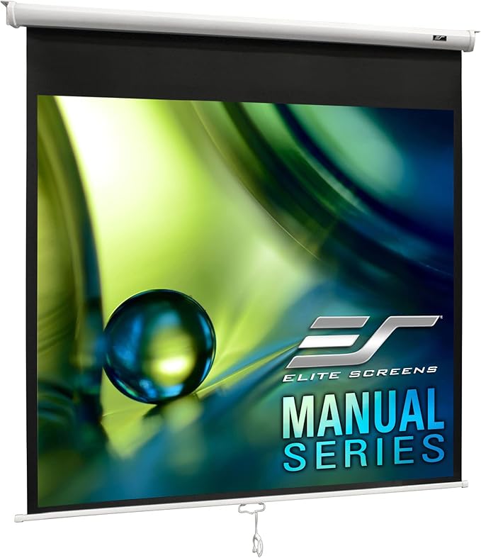 Elite Screens Manual Series, 100-INCH 16:9, Pull Down Manual Projector Screen with AUTO Lock, Movie Home Theater 8K / 4K Ultra HD 3D Ready, 2-Year Warranty (170" / 1:1)