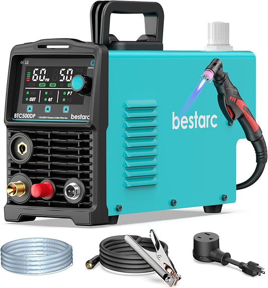 bestarc Plasma Cutter, [Pilot Arc][Large LED Display][Air Sensor] 50A bestarc Plasma Cutter Machine 110/220V Dual Voltage, 1/2'' Clean Cut 3/4 Inch Max Cut, Post Flow Mesh, 2T/4T for Beginners DIY