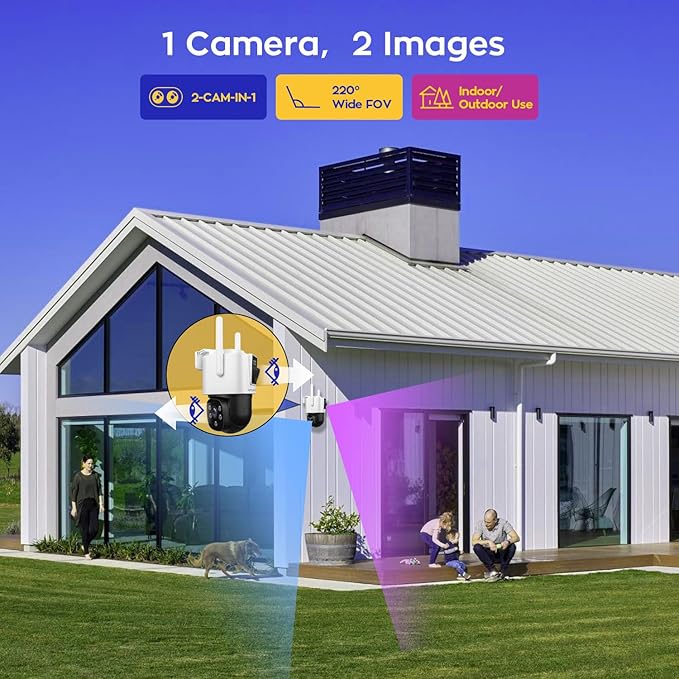 xmartO 16CH 8 Pcs Home Security Camera Kit, 4 * Dual-Image Wide FOV Security Camera and 4 * 2K HD Dome Camera, 2-Way Audio, Night Vision, 24/7 Surveillance Camera, No Monthly Fee(Include 500GB HDD