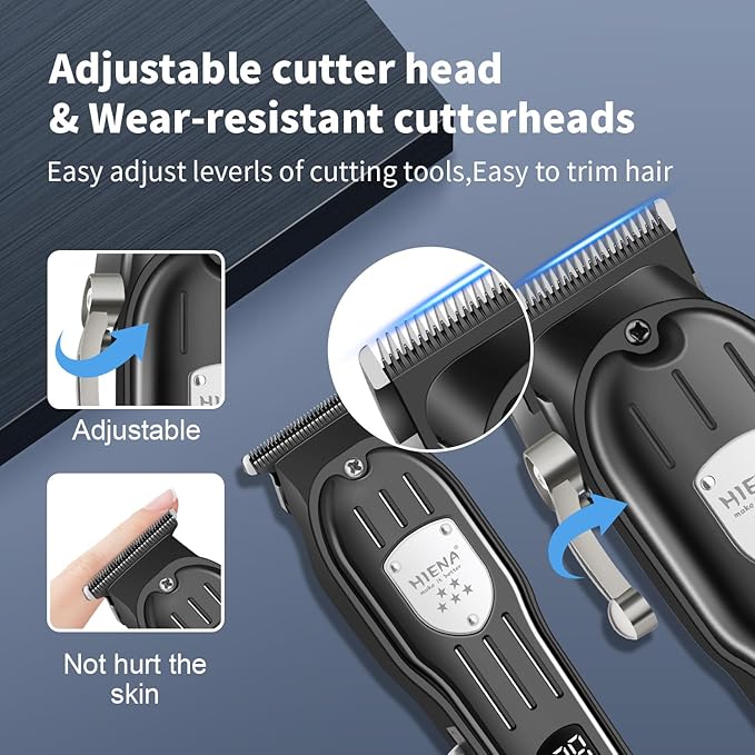 HIENA PRO Professional Hair Clipper Kit, Rechargeable Cordless Barber Kit and Hair Cutting Set, Electric Foil Shavers and Beard Trimmers, Ear, Nose Hair Trimmer Set & Facial Grooming Tool (Black)