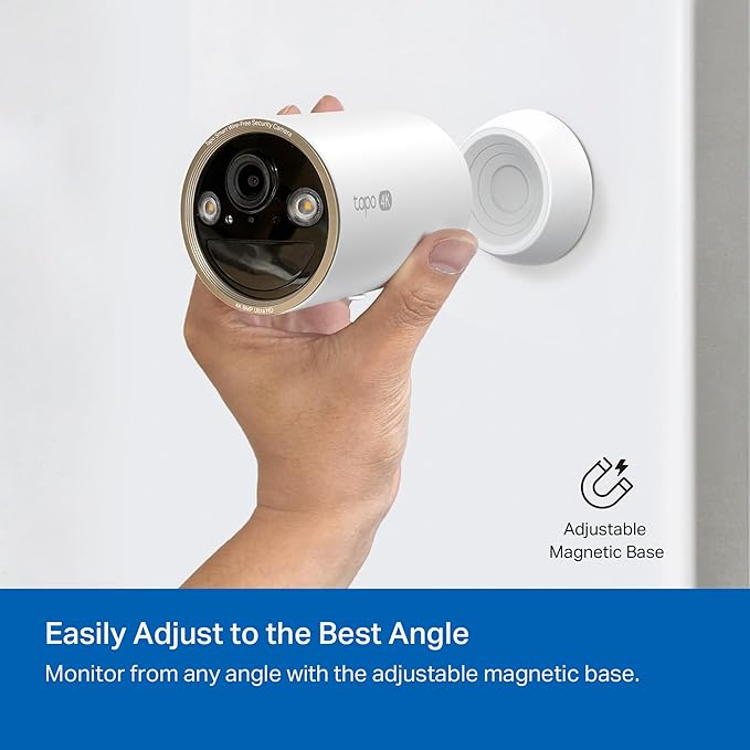 Tapo 4K Ultra HD Outdoor Battery Security Camera – Up to 200 Day Battery, Free Person/Vehicle Detection, Starlight Color Night Vision, Works w/Alexa and Google Assistant, MagCam 4K