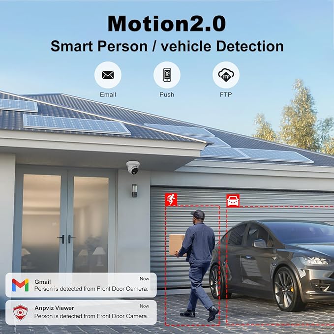 Anpviz 16CH PoE Security Camera System with AI Human/Vehicle Detection,16pcs Wired 5MP IP Cameras with Mic, Smart Dual Light Color Night Vision, True WDR,4K 16CH NVR with 4TB HDD for 24/7 Recording
