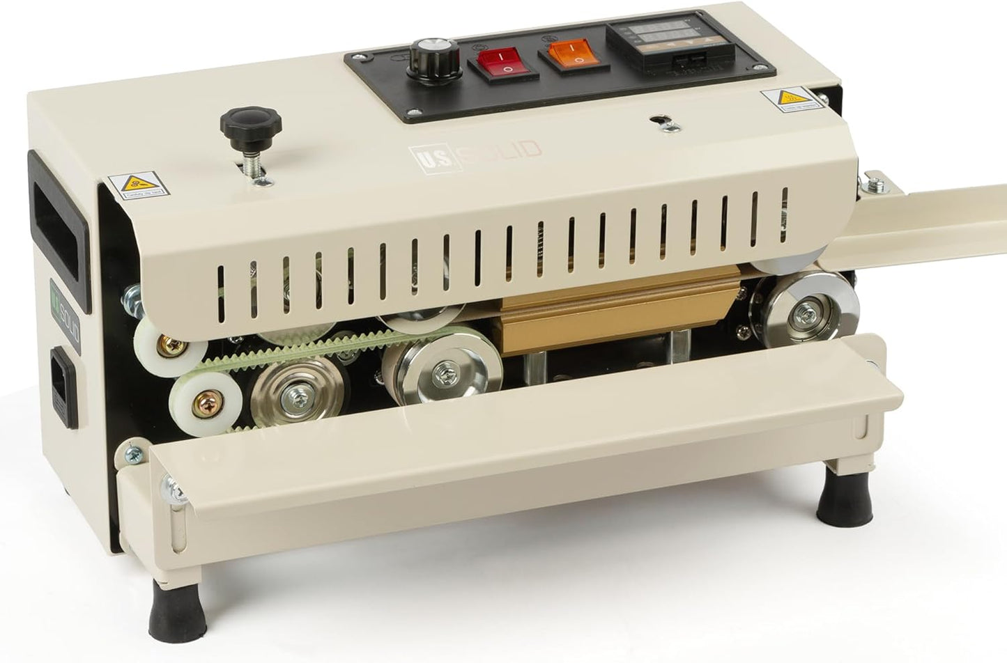 U.S. Solid Continuous Bag Band Sealer Sealing Machine, Automatic Horizontal Band Sealer with Digital Temperature Control for 0.02~0.5mm PVC Bags Films 110V/60HZ