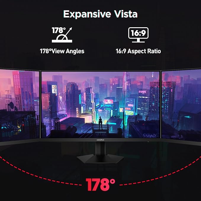 KOORUI 27" Gaming Monitor, 200Hz 1ms Fast IPS, WQHD (2560 x 1440p) HDR 400 Display, DCI-P3 95% Color Gamut, FreeSync Premium, Adaptive G-Sync, HDMI x 2, DisplayPort, G2721P
