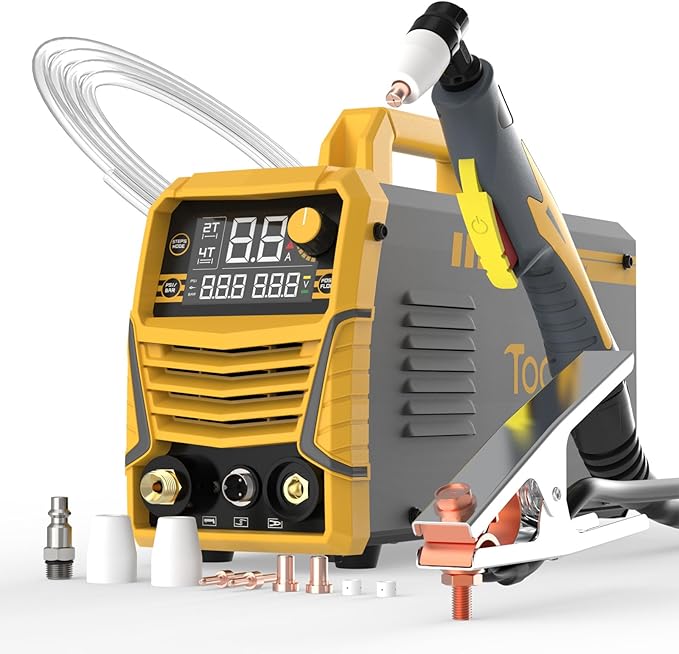 TOOLIOM Large LCD Display Plasma CutterÃ¯Â¼, 50A Dual Voltage 110V/220V Metal Cutting Machine with Air Pressure Display and 2T/4TÃ¯Â¼, 1/2" Clean Cut