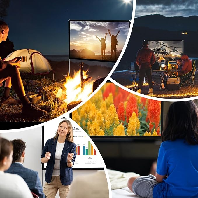 SKERELL Outdoor Projector Screen with Stand : Portable Projection Screen for Outside Theater Home Backyard Movies 60 inch [SK-60-US]