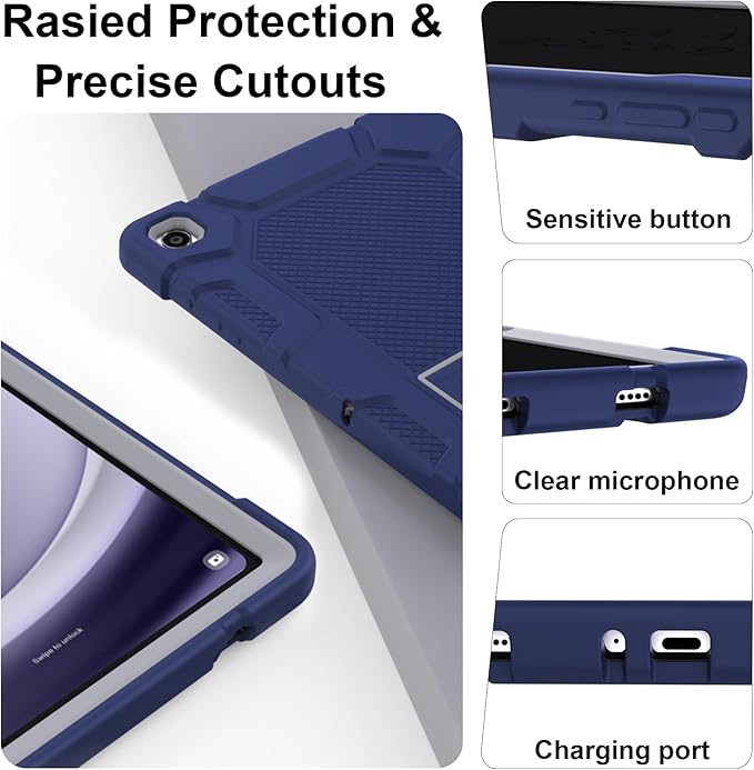 Rantice Case for Samsung Galaxy Tab A9+ 11”, Heavy Duty Shockproof Rugged Protective Case with Kickstand for Samsung Galaxy Tab A9+ / A9 Plus 11” 2023 (SM-X210/X216/X218), NavyBlue+Grey