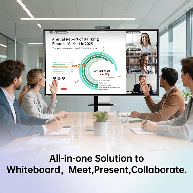 65 Inch Smart Board, Interactive Whiteboard, 4K UHD Touch Screen Digital Board, Digital Electronic Smartboard for Classroom,Office & Conference Rooms,Open App Ecosystem(Board & Wall Mount Only)