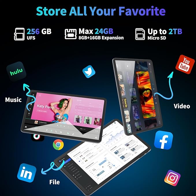 2026 12 Inch Tablet, 24GB（8+16） RAM+256 Storage(Expand to 2TB), Android 15 Tablet with Keyboard, Octa-Core, 2K 2000x1200 Display, 16MP Dual Camera, 8000mAh, 5G WiFi,GPS,Bluetooth 5.0（Pink）