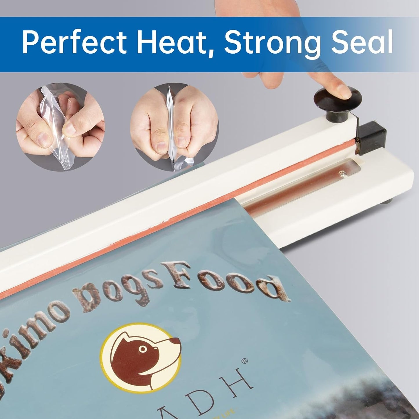 Impulse Heat Sealer with Seal bar, Heavy-Duty Bag Sealing & Cutting Machine, 8mm Sealing Width, 1 Extra Replacement (white, 36 inch)