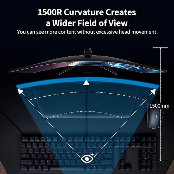 SANSUI 34-Inch Curved Gaming Monitor UWQHD 3440 x 1440 Up to 165Hz Curved 1500R - PIP/PBP, 1ms(MPRT), HDR, 300nits, sRGB 125%, DCI-P3 95%,FreeSync,HDMIx2,DP1.4 x2 (DP Cable Included)