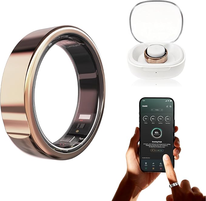 omni health Ring Smart Ring AI Health Tracker for Women Men Fitness/Stress/HR Tracker,Sleep/Exercise Monitoring,iOS & Android Compatible