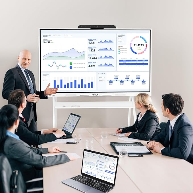 Interactive Smart Board for Classroom, 8+128 GB Electronic Digital Whiteboard Built-in Android OS & Open App Ecosystem - 4K Touchscreen Smartboard for Home Office School Studio Display