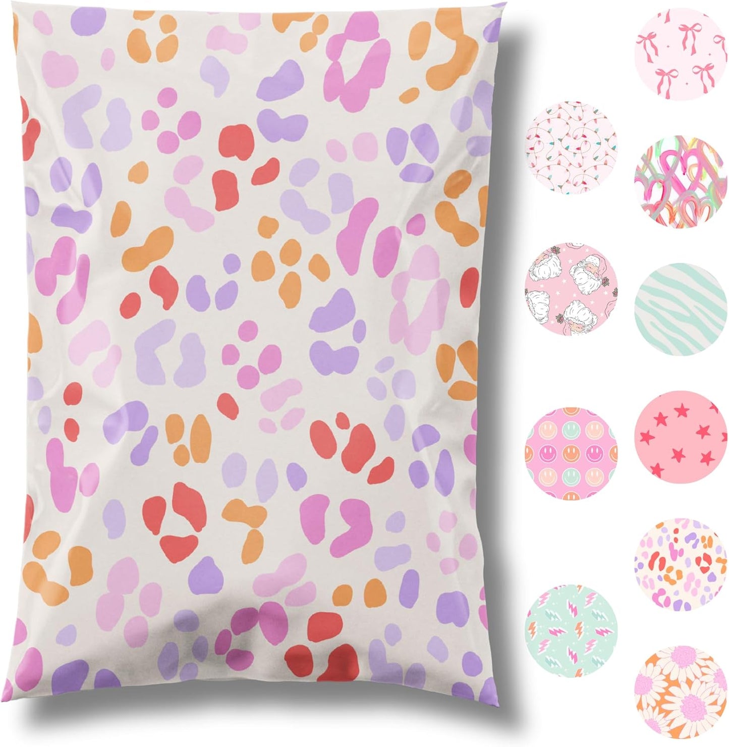 10x13 Designer Poly Mailer 100 Pack Heavy Duty Waterproof Self Seal Shipping Bags for Small Business Large Mailing Envelopes Bulk Tear Resistant Cute Packaging Preppy Leopard