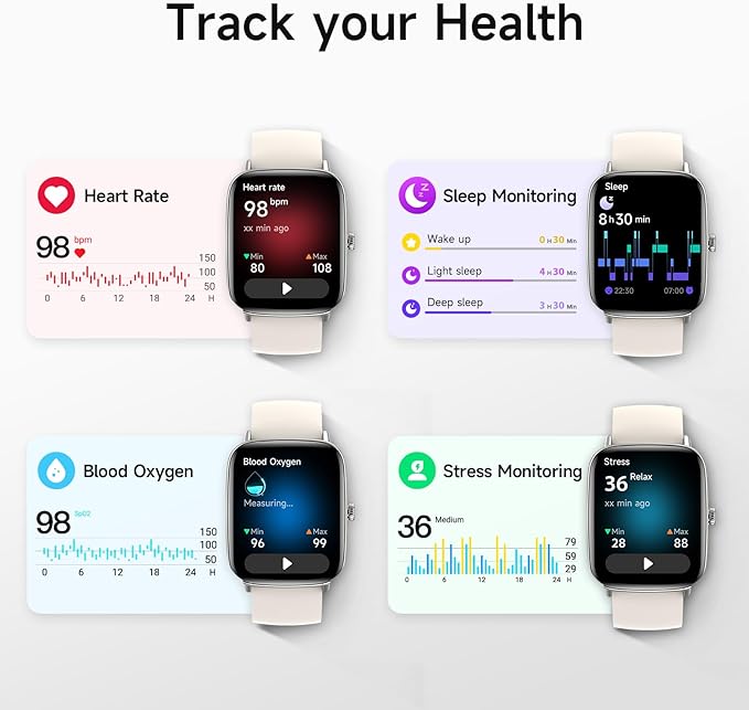 Smart Watch for Women, 1.85" HD Smartwatch Compatible iPhone/Samsung/Android (Answer/Make Calls), 100+ Sport Modes Fitness Tracker with Heart Rate/Sleep/SpO2 Monitor, IP68 (Beige)