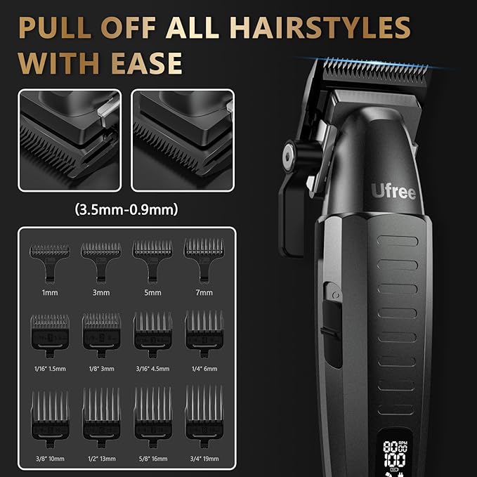Ufree Professional Hair Clippers for Men with Bag, Mens Clippers and Trimmers Set, Barber Clippers Set, Electric Beard Trimmer, Gifts for Men, Gray