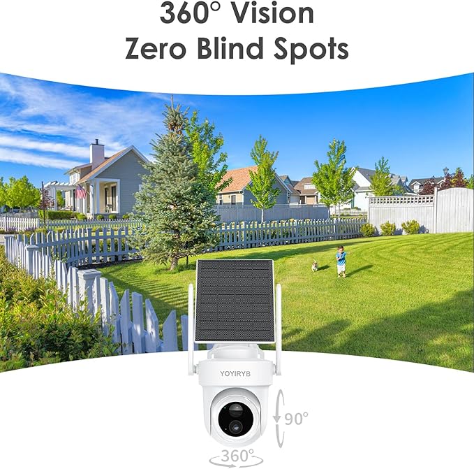4K Security Cameras Wireless Outdoor, No Subscription, [2026 NEW] Solar-Powered Home Security Camera System with 360° Auto Tracking, Color Night Vision, 64GB Local Storage, 5G & 2.4G WiFi, Easy Setup