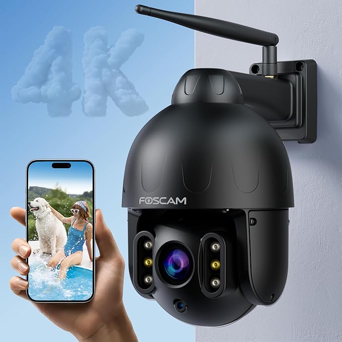 FOSCAM 4K/8MP Security Cameras Wireless Outdoor, 4X Optical Zoom AI Human/Vehicle Detection,66FT Color Night Vision, 120dB Siren, IP66