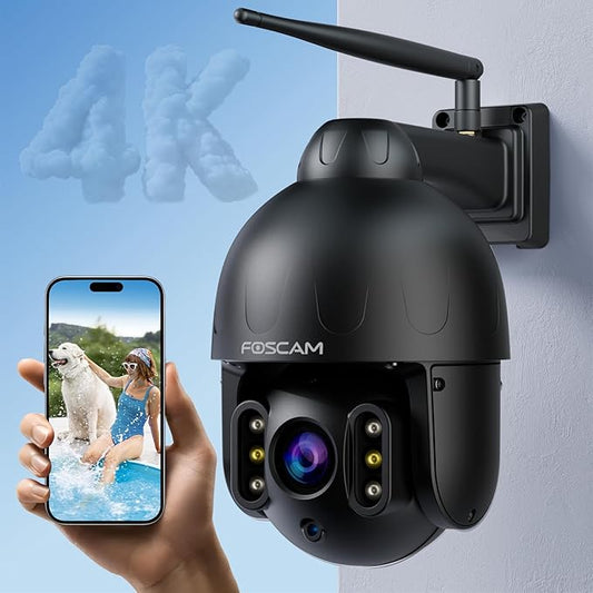 FOSCAM 4K/8MP Security Cameras Wireless Outdoor, 4X Optical Zoom AI Human/Vehicle Detection,66FT Color Night Vision, 120dB Siren, IP66