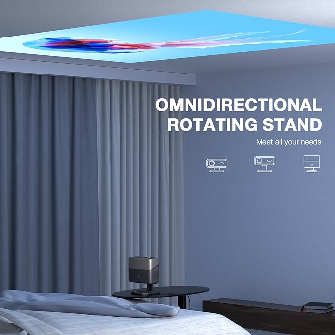 [2200ANSI & Officially-Licensed APP] 4K Projector with WiFi and Bluetooth,3D Dolby Audio and Auto Focus Smart Projector, AuKing Outdoor Movie Home Theater Proyector with Omni-Adjustable Stand