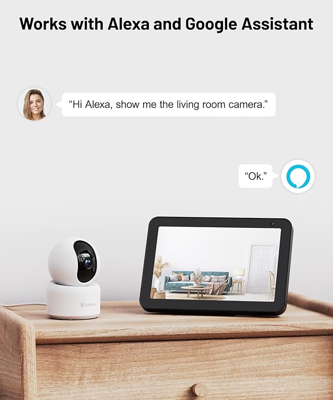 GALAYOU Indoor Security Camera 2K, Pet Camera, 360 Degree 2.4G WiFi Home Security Camera for Baby/Elder/Nanny with Night Vision, Siren, 24/7 SD Card Storage, Works with Alexa and Google Assistant G2