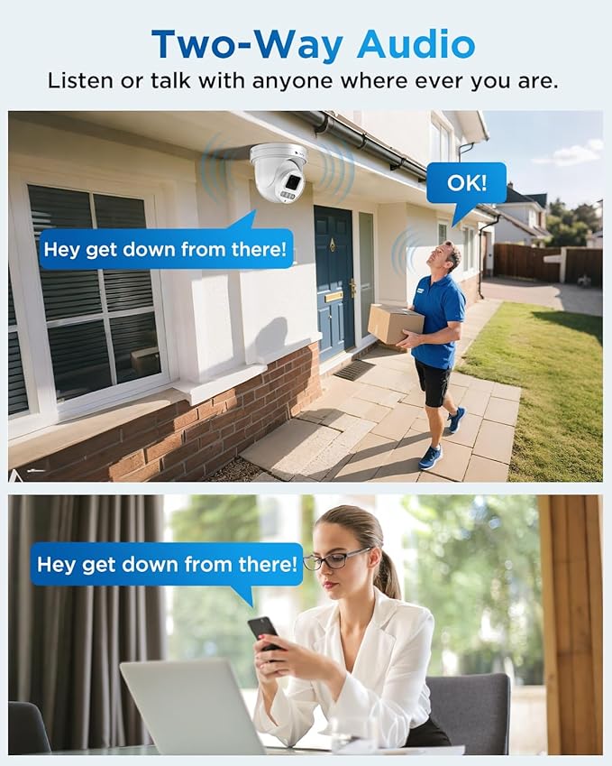 4COVR PoE PTZ Security Camera System, 4X 5MP PoE IP PTZ Camera Two Way Audio, 280ｰ Pan 90ｰ Tilt 5X Optical Zoom, Smart Color Night Vision, Human Vehicle Detection, 8CH 4K NVR 2TB HDD, LY5XCP5M0804