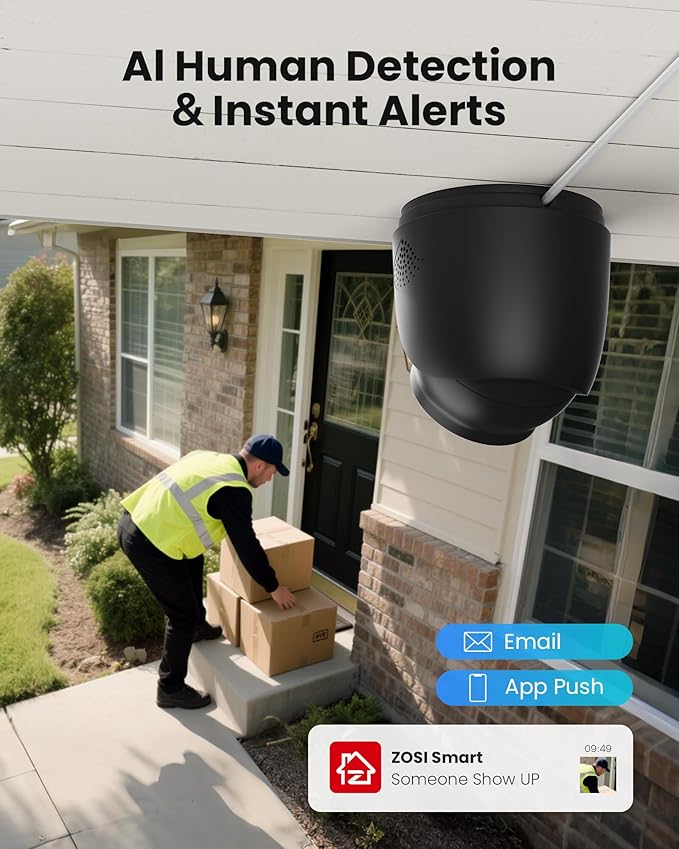 ZOSI C220 2Pack 4MP 2.5K QHD Add-On PoE IP Camera Outdoor, 1440p Surveillance Outdoor Camera to Home Security System, Only Work with ZOSI PoE NVR, 100ft Night Vision, AI Human Detection, Two-Way Audio