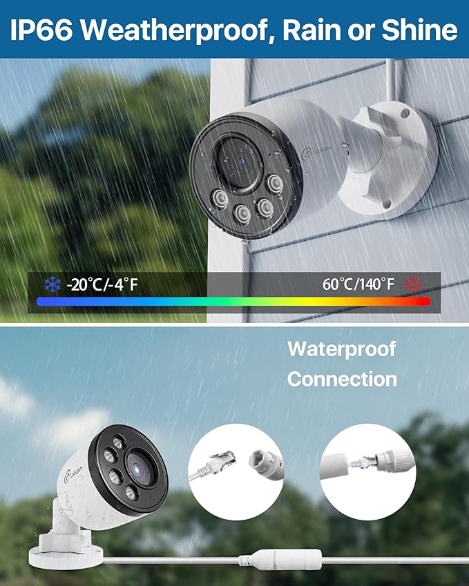 Loocam 8CH PoE Security Camera System 2TB HDD, 4MP Wired Bullet PoE IP Cameras, Person Vehicle Detection, 5MP NVR 24/7 Recording CCTV Home Surveillance Outdoor Indoor, Remote Access, Night Vision