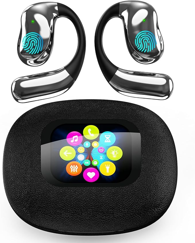 AI Translator Earbuds Real-Time 180 Languages 8 Offline Modes OWS Touchscreen HD Sound iOS Android Compatible Long Battery Life Ideal for Travel Business Black
