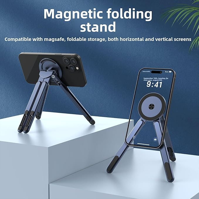 Magnetic Multi-Scene use for All Stands Laptop Tablet Mobile Phone Stand Three-in-one Travel Work Fitness All-Scene use of Electronic Products Magnetic Stand (Navy Blue)