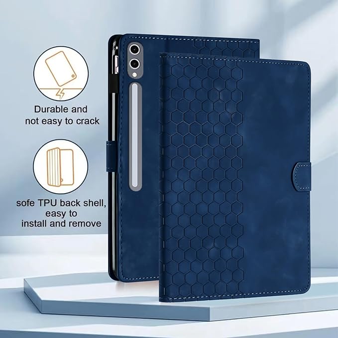 Case for Samsung Galaxy Tab S10 Plus 2024/ S9 FE Plus 5G 12.4 Inch 2023, Multi-Angle Viewing Smart Stand with Pocket Auto Wake/Sleep PU Leather Tablet Cases Flip Folio Cover Blue
