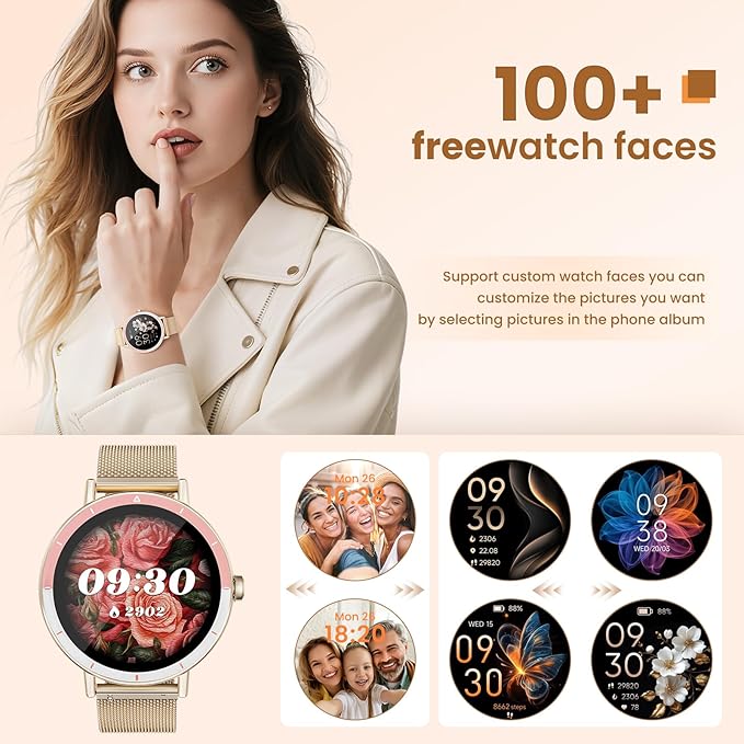 KEEPONFIT Smart Watch for Men/Women Android & iPhone, 1.27" Touch Screen Fitness Tracker with Answer/Make Calls, IP68 Waterproof Heart Rate/Sleep/SpO2 Monitor, Pedometer, 100+ Sport Modes