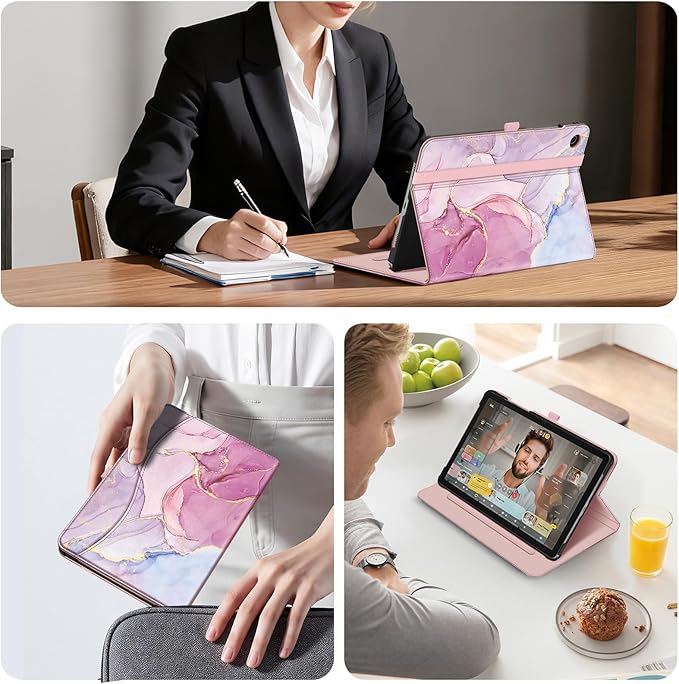 Fintie Case for Samsung Galaxy Tab A9 Plus/A9+ 5G 11 Inch 2023 Model (SM-X210/X216/X218), Multi-Angle Viewing Smart Stand Back Cover with Pocket Auto Wake/Sleep, Dreamy Marble