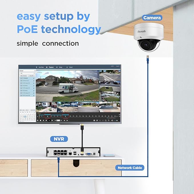 4K Security Camera System 8 Channel, 6X Wired 8MP IK10 Vandal Proof PoE Vandal Dome Cameras Outdoor Person Vehicle Detection, 100ft IR Night Vision, 4K 8CH PoE NVR with 2TB HDD, PD54A0608-8M2