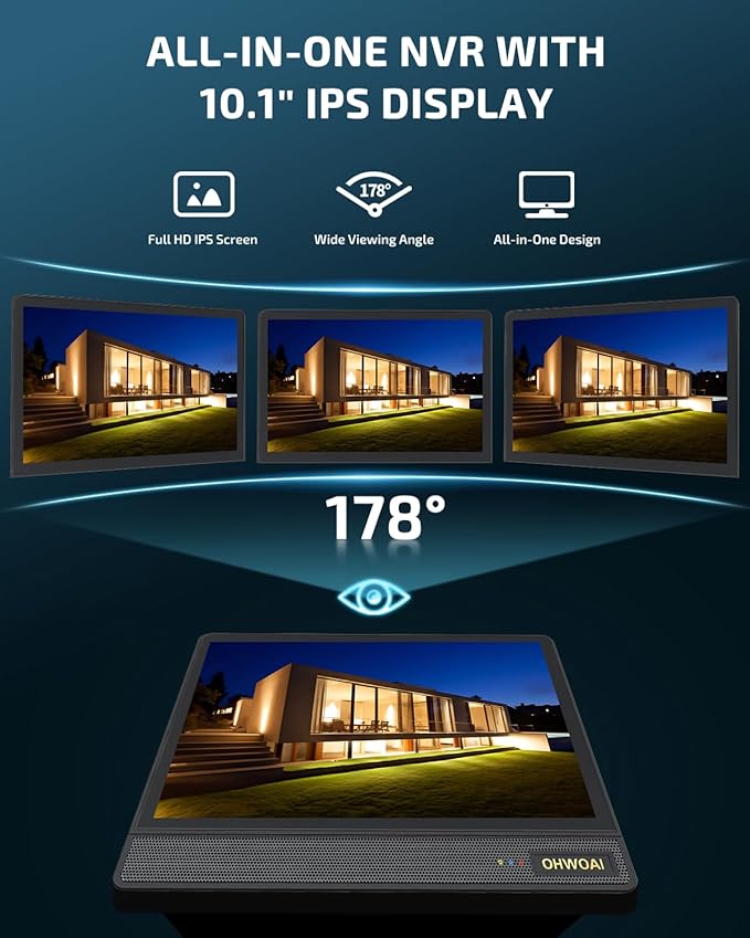 《All-in-One Monitor & Dual Antennas》Wireless Security Camera System Outdoor with All-in-One Monitor, WiFi Cameras for Home Video Surveillance Systems, Surveillance DVR Kits