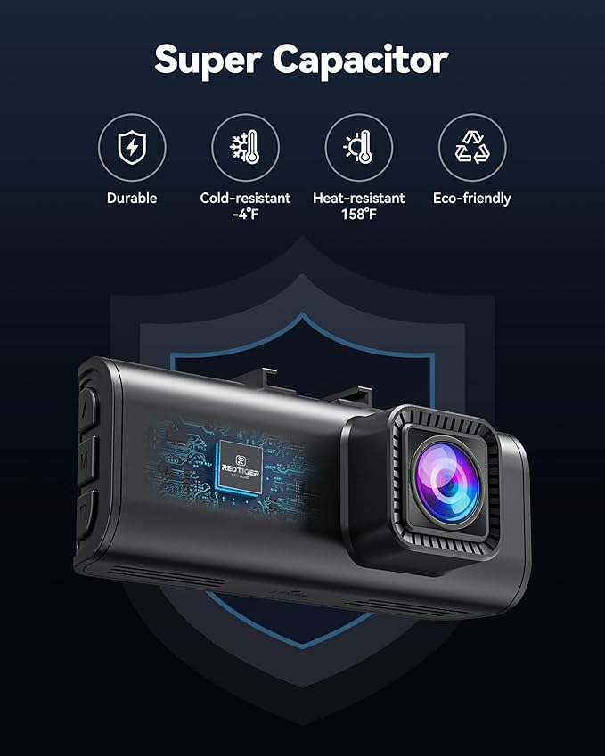 REDTIGER 4K STARVIS 2 Dash Cam Front and Rear, 5GHz WiFi 20MB/s Download, 128GB Card Included, Voice Control, Dash Camera for Cars with 3.18" Touch Screen, GPS, Loop Recording, Parking Mode(F7N Touch)