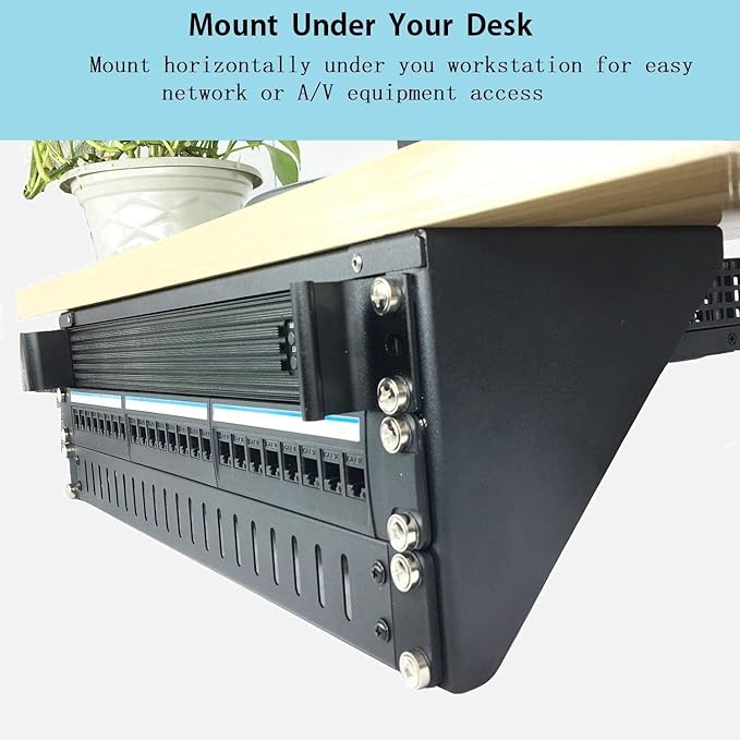 JINGCHENGMEI 2 Pack of 3U 125 lb Weight Capacity Heavy Duty 19 Inches Steel Vertical Patch Panel Mounting Bracket for Networking Equipment (2)