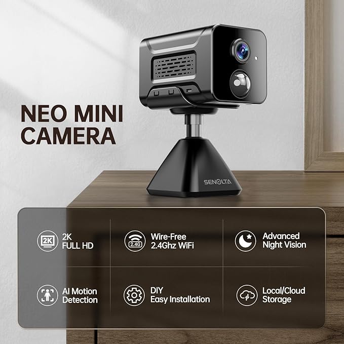 Hidden Camera – 2K HD Wireless Security Camera with Video, Mini Indoor Cameras for Home Security, AI Motion Detection, Night Vision, Built-in Siren, 60-Day Battery Life, Nanny cam, pet Camera