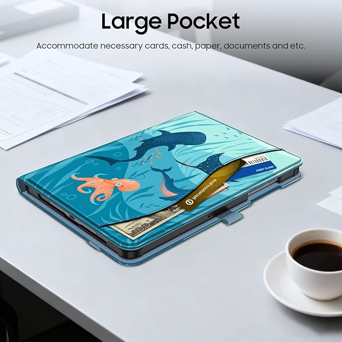 Fintie Case for Samsung Galaxy Tab A9 Plus/A9+ 5G 11 Inch 2023 Model (SM-X210/X216/X218), Multi-Angle Viewing Smart Stand Back Cover with Pocket Auto Wake/Sleep, Blue Ocean