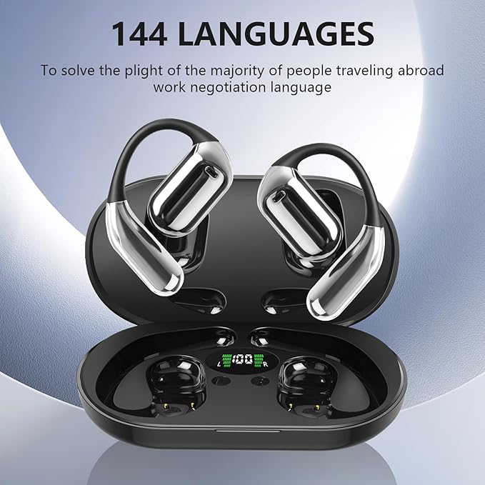AI Translation Earbuds Real Time, 144 Language Translator Earbuds with APP Compatible with iOS & Android, Bluetooth Headphones Translating Device for Travel Business and Learning