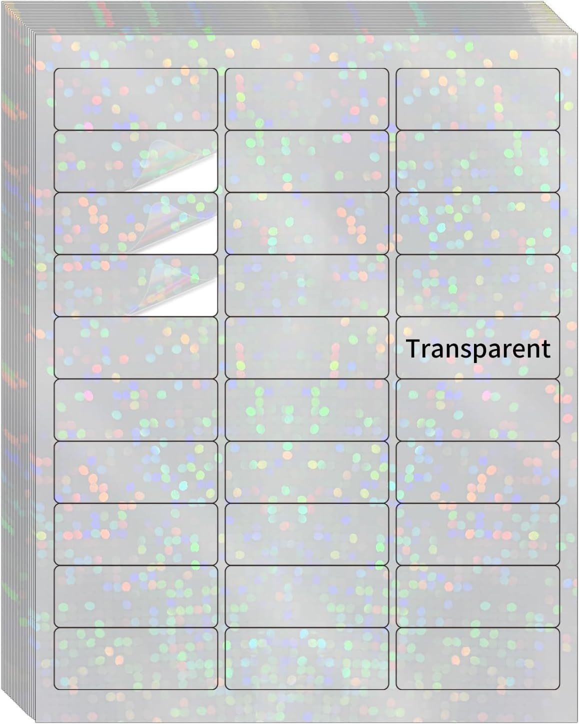 STARLIBOO Transparent Stickers Labels -1" x 2-5/8" Clear Address Labels Mailing Stickers for Laser/Inkjet Printer 8.5"Ã11"- 20 Sheet (Clear Holographic Dot)