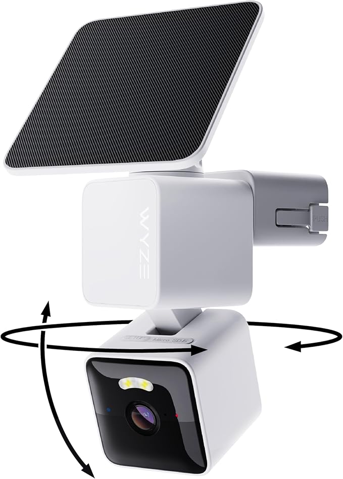 WYZE Solar Cam Pan (Flagship Model), AI Security Cameras Wireless Outdoor, Battery Powered Cameras for Home Security, 2K Crystal-Clear, Enhanced Color Night Vision, No Blind Spots, Peace of Mind
