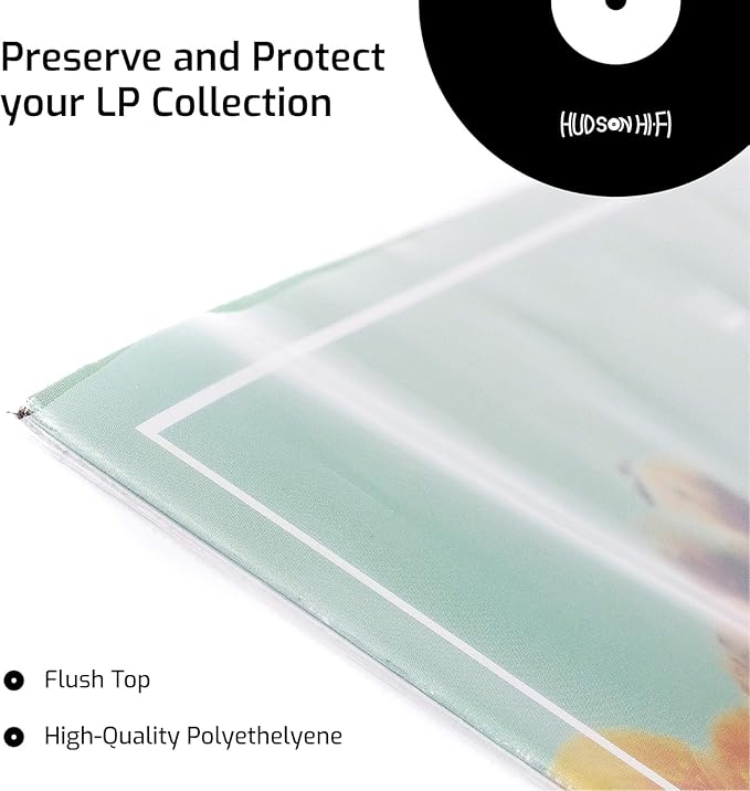 New - Hudson Hi-Fi Vinyl Record Outer Sleeve Covers - 50 Pack - Premium Crystal Clear Sleeves - Protect Your LP Albums from Scratches, Dirt & Dust - 3 Layers of 30µm Thick No-Acid Exterior Disc Cover